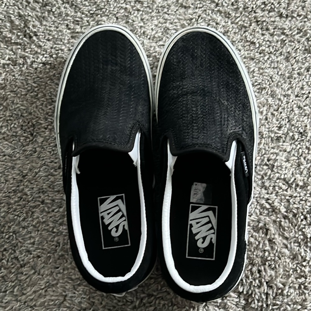 Vans Black Slip-On Sneakers with White Trim